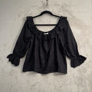 Boden Black Ruffle Blouse
